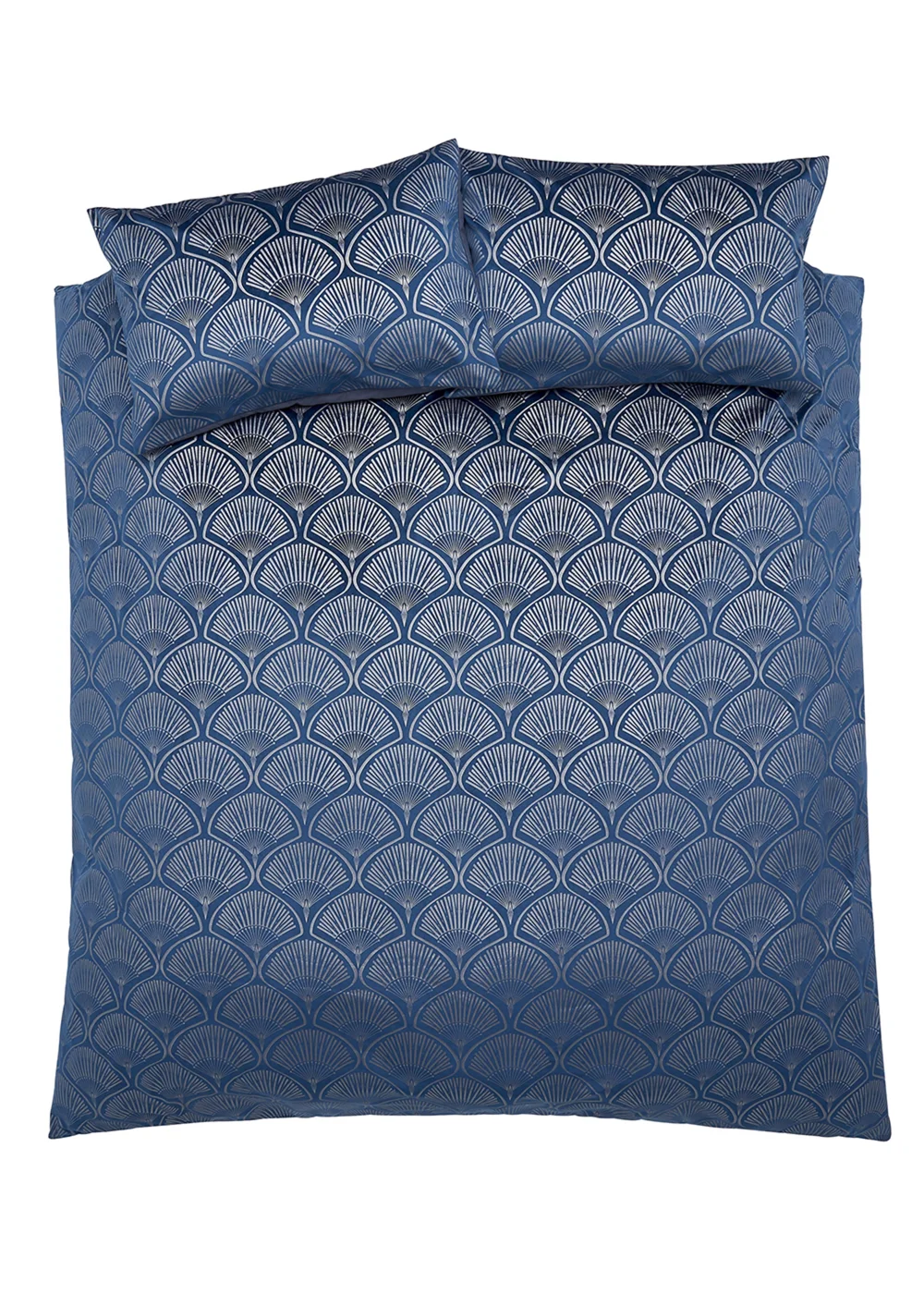 Catherine Lansfield Art Deco Pearl Duvet Cover Set Navy Blue - Double Image 5