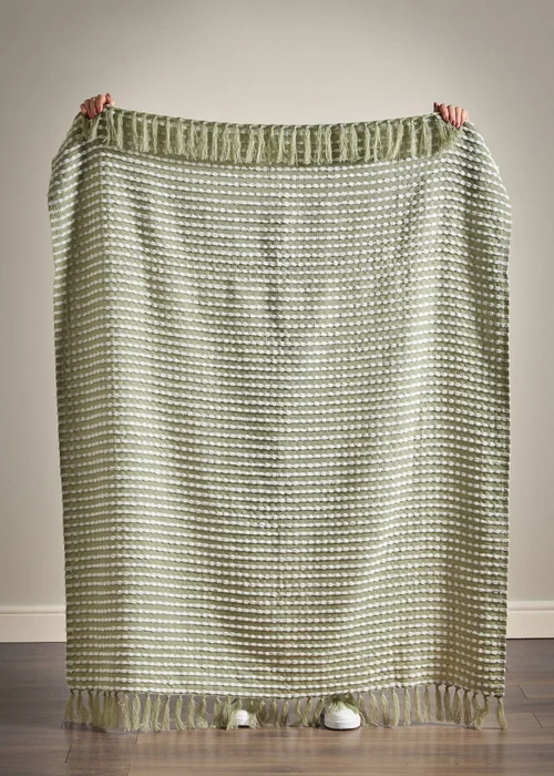 Catherine Lansfield Stab Stitch Green Throw (125x150cm) - One Size Image 5