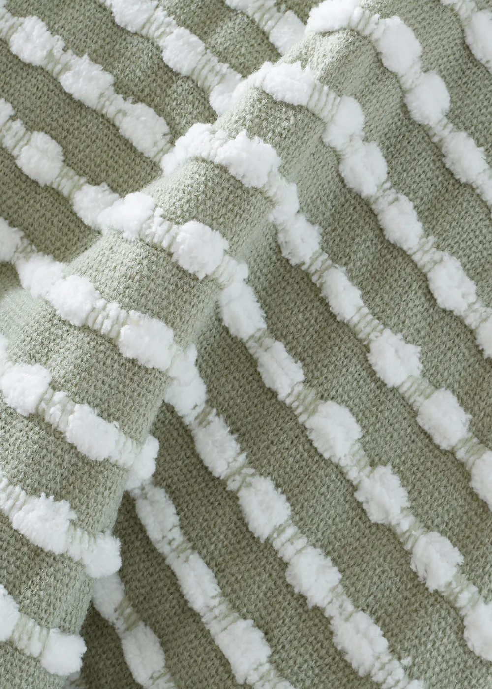 Catherine Lansfield Stab Stitch Green Throw (125x150cm) - One Size Image 2