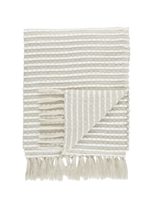 Catherine Lansfield Stab Stitch Natural Throw (125x150cm) - One Size Image 5