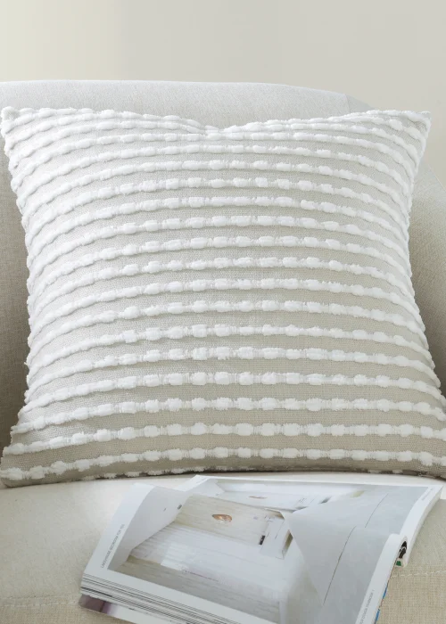 Catherine Lansfield Stab Stitch 43x43cm Cushion Natural - 43W X 43D Image 1