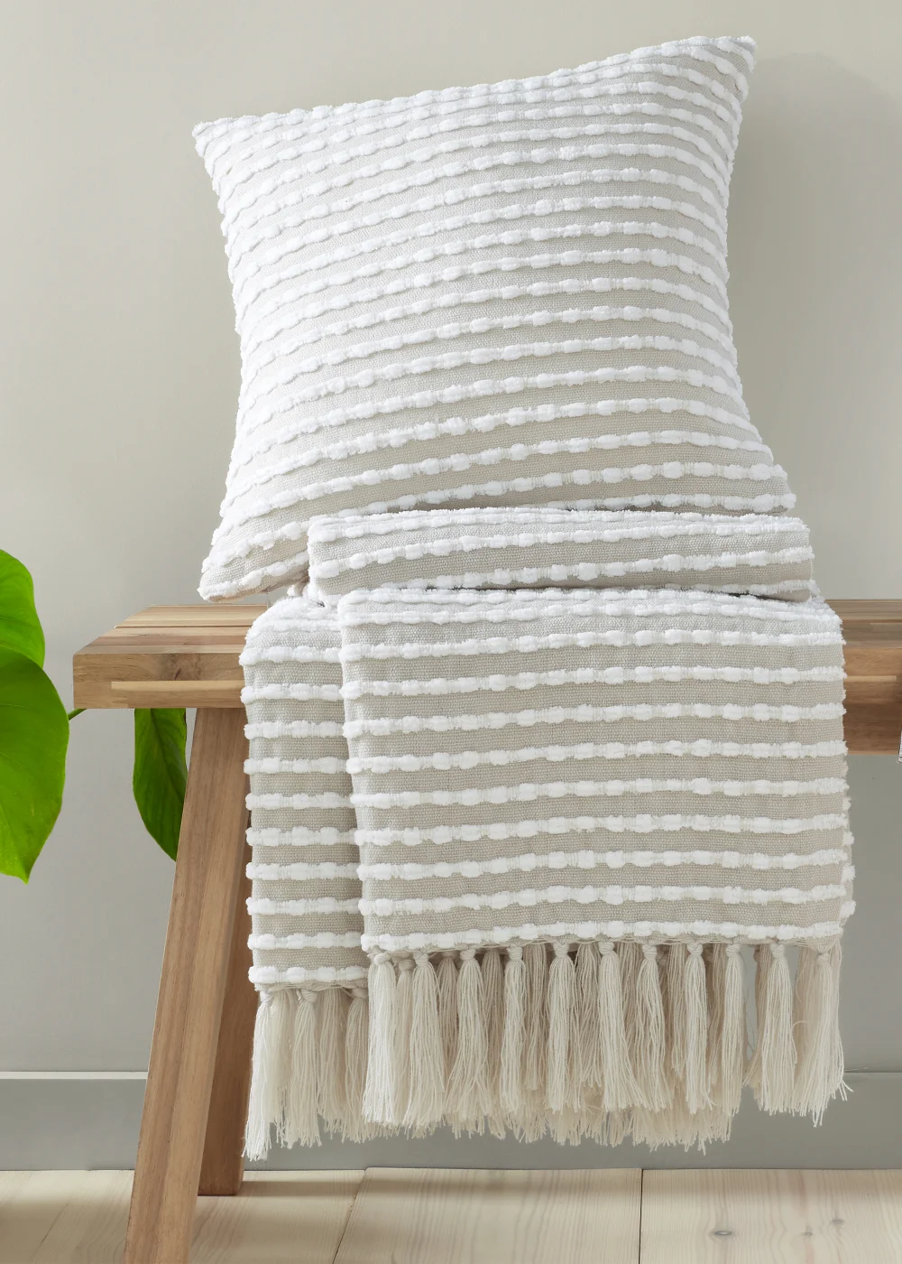 Catherine Lansfield Stab Stitch 43x43cm Cushion Natural - 43W X 43D Image 4