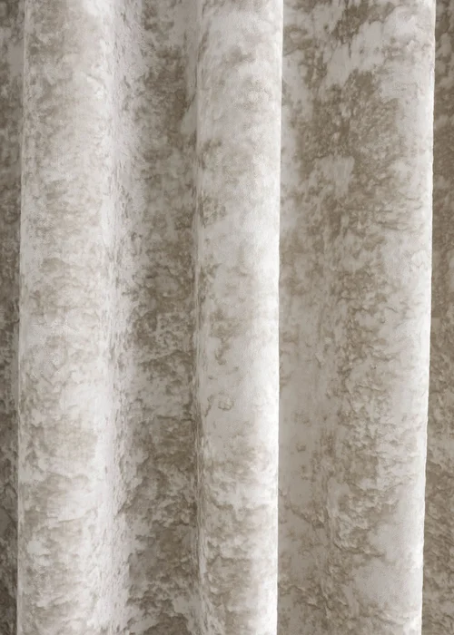 Catherine Lansfield Crushed Velvet Lined Eyelet Curtains Natural - 66W X 54D (168x137cm) Image 3