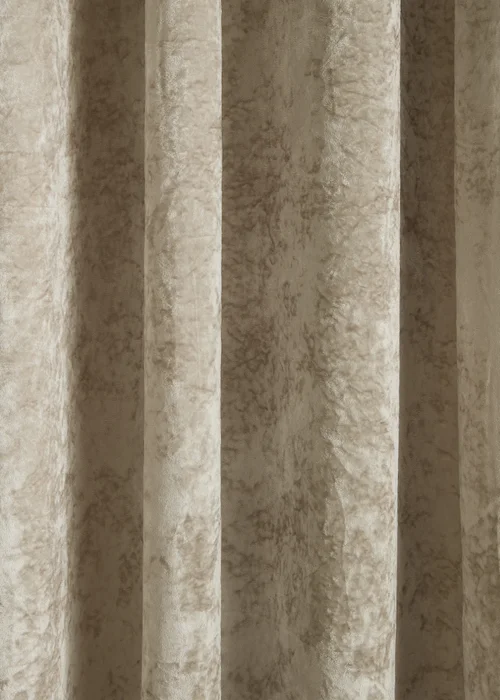 Catherine Lansfield Crushed Velvet Lined Eyelet Curtains Natural - 66W X 54D (168x137cm) Image 3