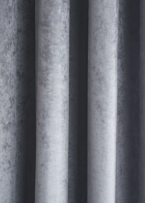Catherine Lansfield Crushed Velvet Glamour Sequin Lined Eyelet Curtains Grey - 46W X 54D (116x137cm) Image 3