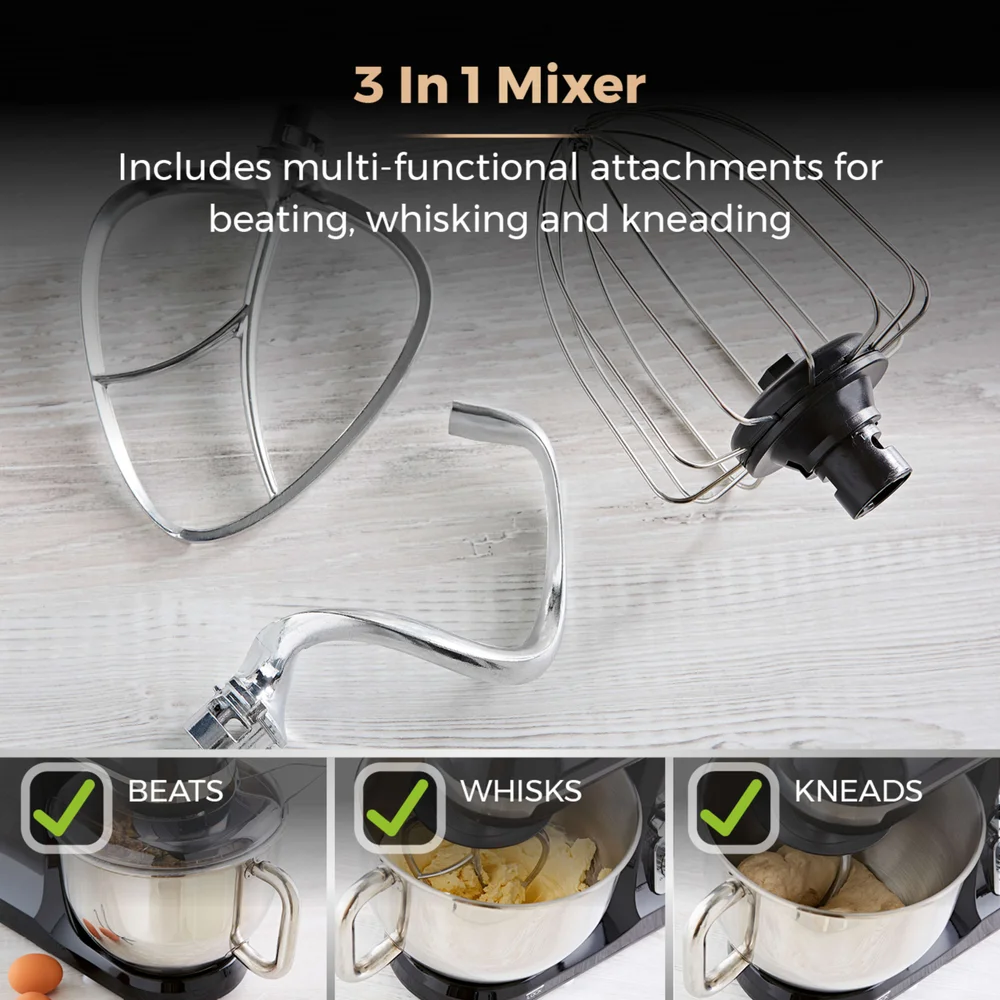 Tower 1000W Stand Mixer With 5 Litre Stainless Steel Bowl - One Size Image 3