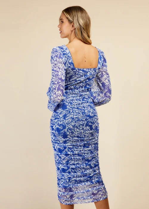 Little Mistress Cream Long Sleeve Mesh Midi Dress - 8 Image 2