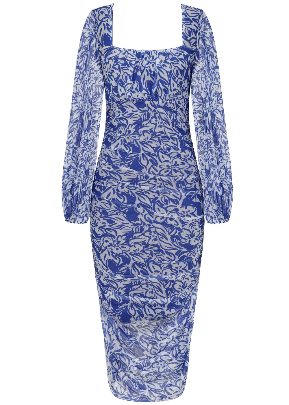 Little Mistress Cream Long Sleeve Mesh Midi Dress - 8 Image 5