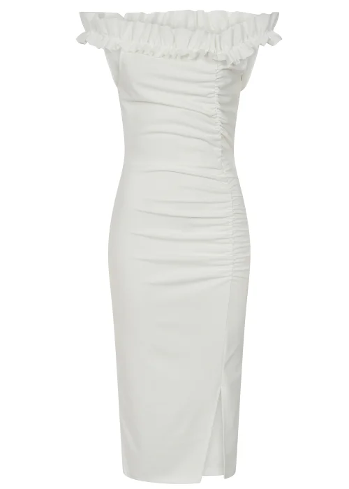Little Mistress Cream Bardot Midi Dress - 8 Image 5