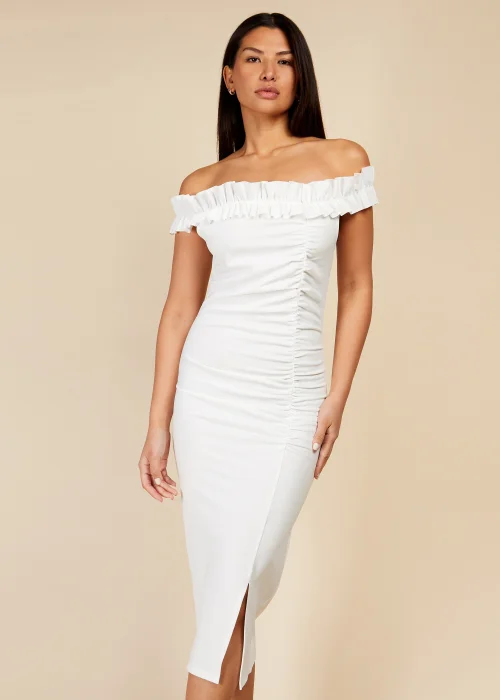 Little Mistress Cream Bardot Midi Dress - 8 Image 4