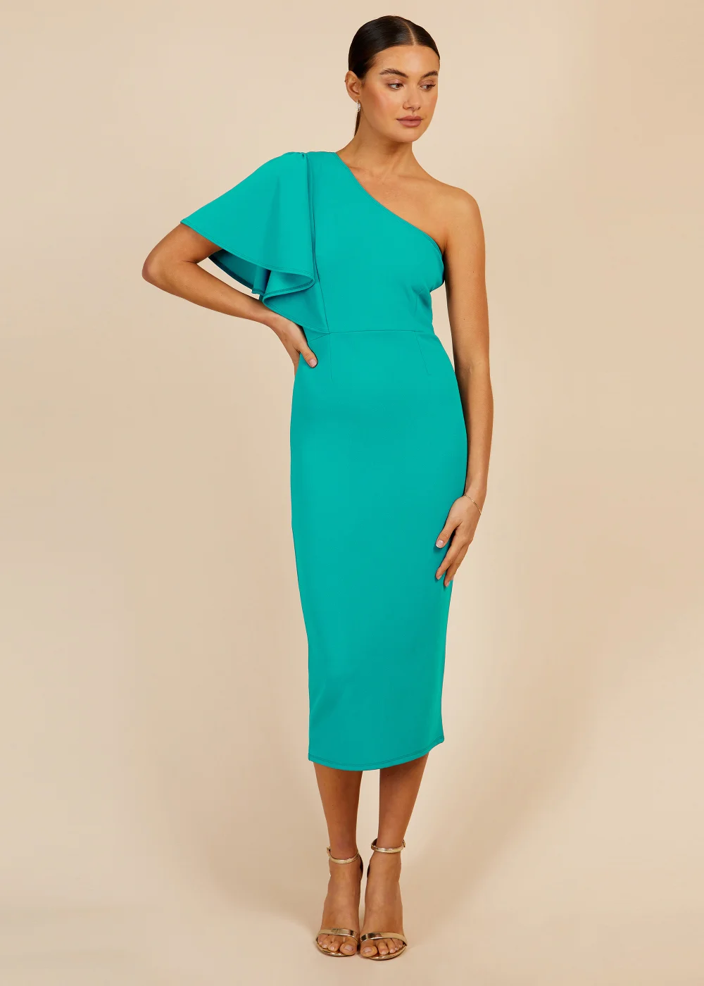 Little Mistress Green Asymmetric Midi Dress - 10 Image 1