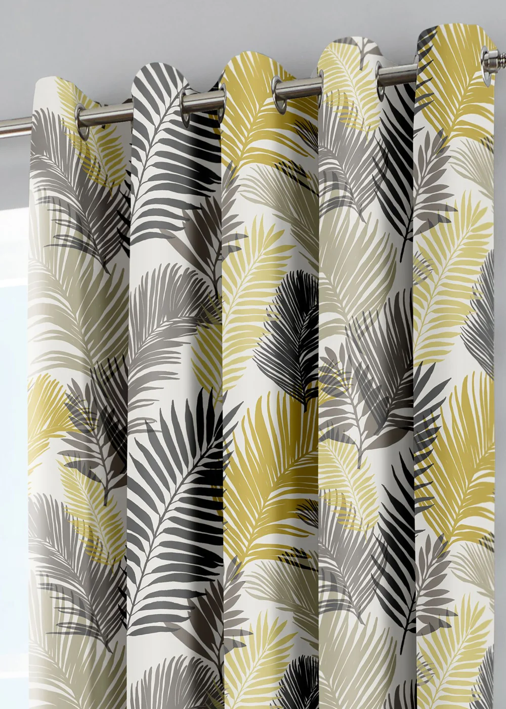 Fusion Tropical Curtains Yellow Eyelet Curtains - 46W X 54D (116x137cm) Image 2