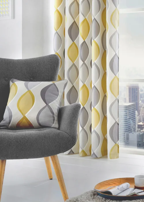 Fusion Lennox Grey and Yellow Filled Cushion (43cm x 43cm) - One Size Image 2