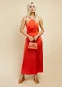 Little Mistress Orange Cross Over Satin Maxi Dress - 14 Image 1