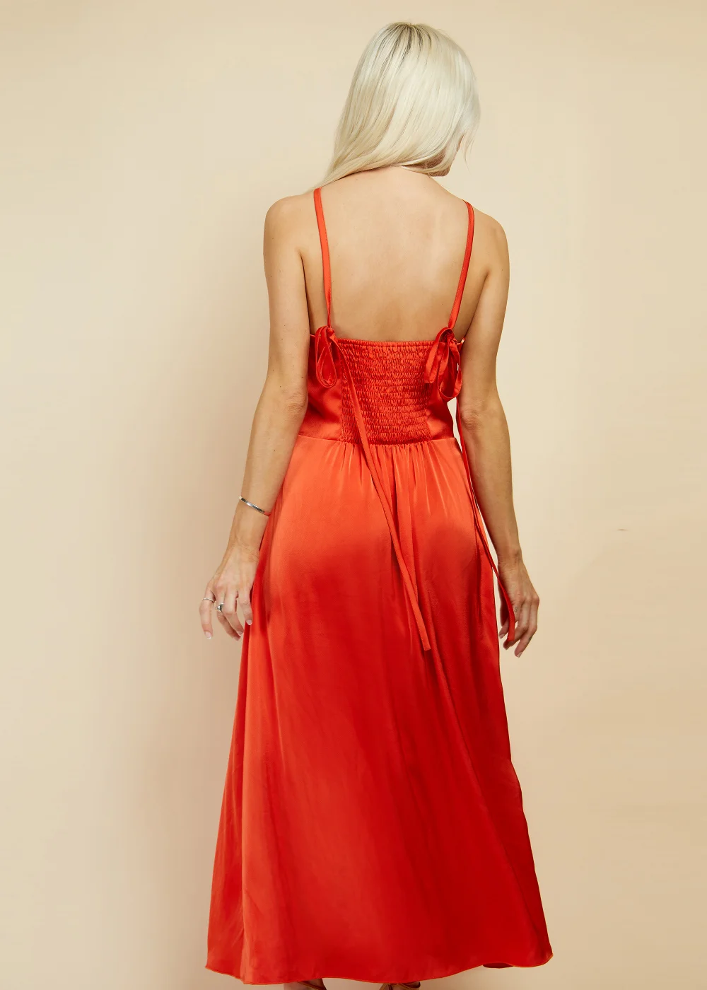 Little Mistress Orange Cross Over Satin Maxi Dress - 14 Image 2