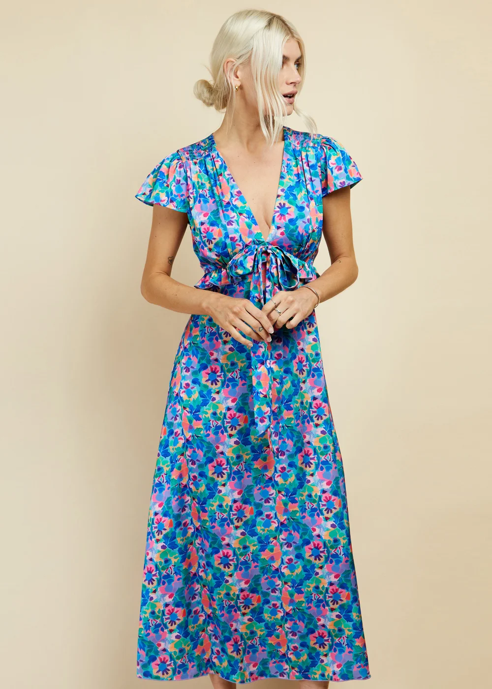 Little Mistress multicoloured Floral Midi Dress - 8 Image 4