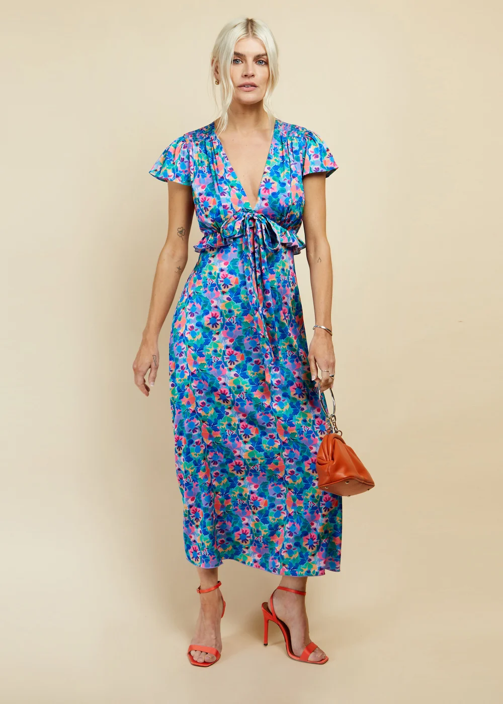 Little Mistress multicoloured Floral Midi Dress - 8 Image 1