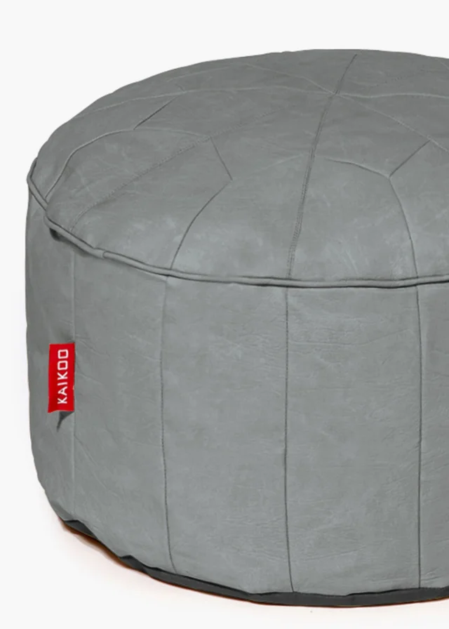 Kaikoo Morrocan Faux Leather Pouffe Grey