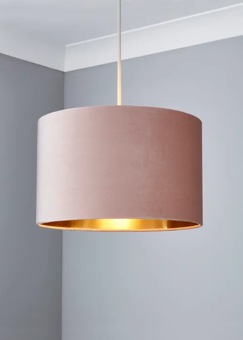 Inlight Velvet Drum Lamp Shade (35cm x 35cm x 22cm) - One Size Image 1