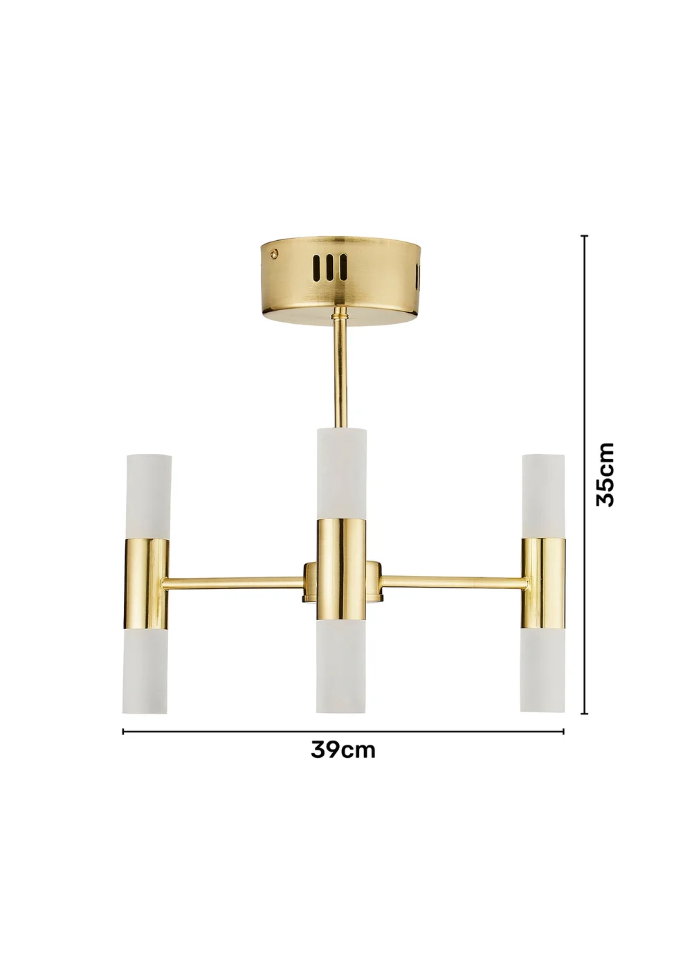 Inlight 3 Arm Brass Tube 6LT Led Chandelier (35cm x 39cm) - One Size Image 5