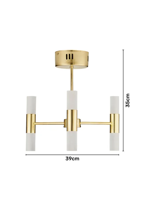 Inlight 3 Arm Brass Tube 6LT Led Chandelier (35cm x 39cm) - One Size Image 5