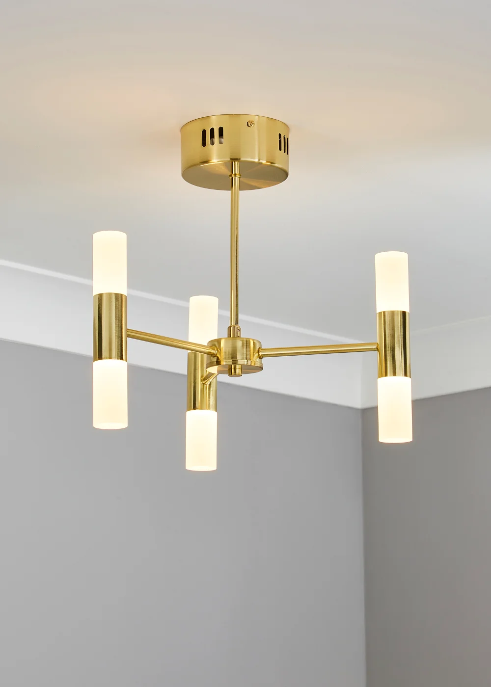 Inlight 3 Arm Brass Tube 6LT Led Chandelier (35cm x 39cm) - One Size Image 1