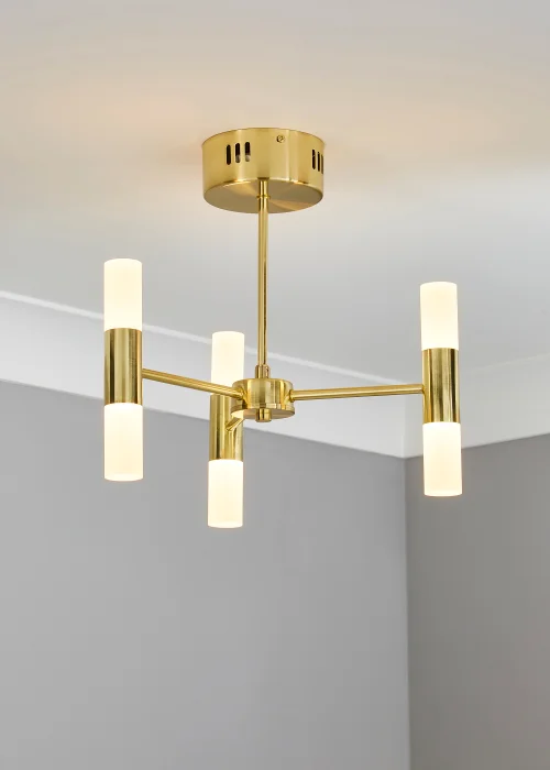 Inlight 3 Arm Brass Tube 6LT Led Chandelier (35cm x 39cm) - One Size Image 1