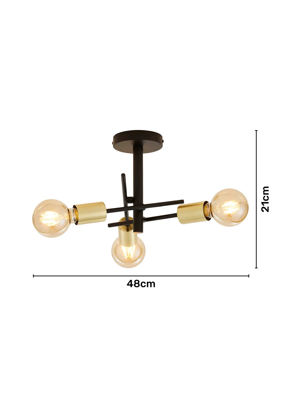 Inlight Tribecca Semi Flush 3LT Ceiling Light (48cm x 48cm x 21cm) - One Size Image 6