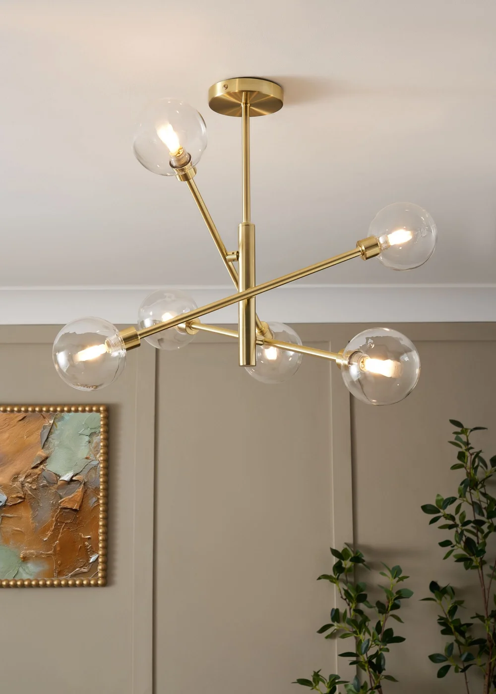 Inlight Nova Semi Flush Ceiling Light Brass (56cm x 60cm x 60cm) - One Size Image 1