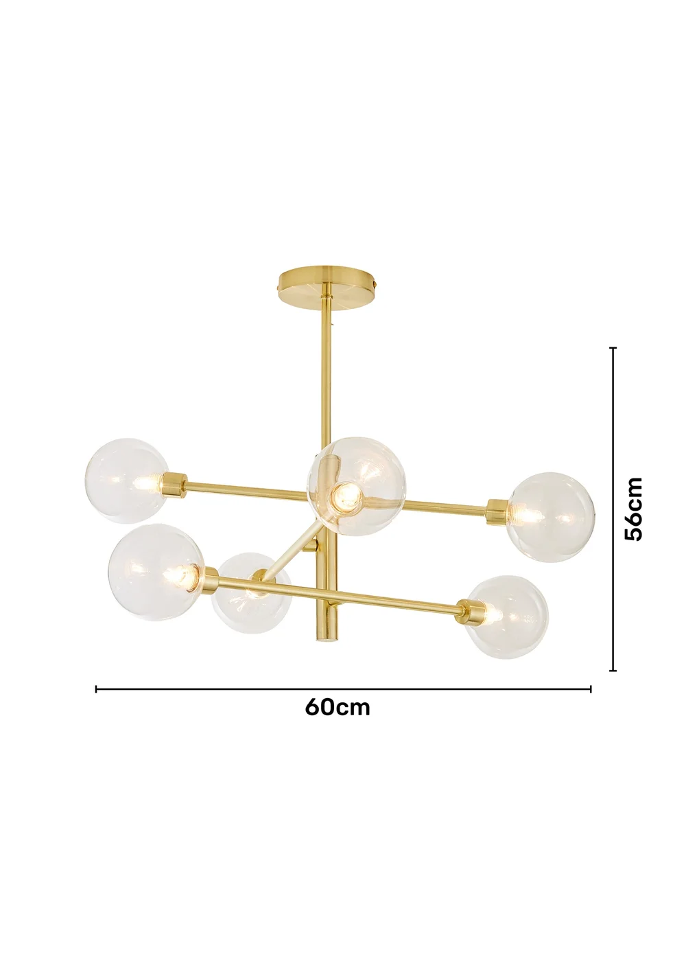 Inlight Nova Semi Flush Ceiling Light Brass (56cm x 60cm x 60cm) - One Size Image 6