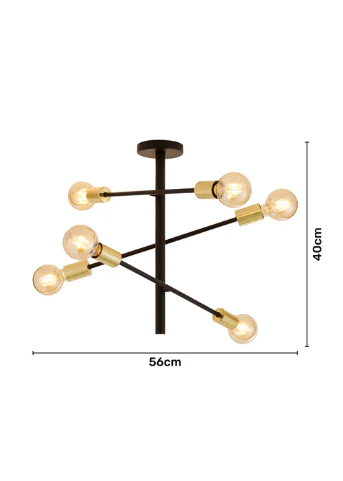 Inlight Tribecca Semi Flush 6LT Ceiling Light (64cm x 56cm x 40cm) - One Size Image 6