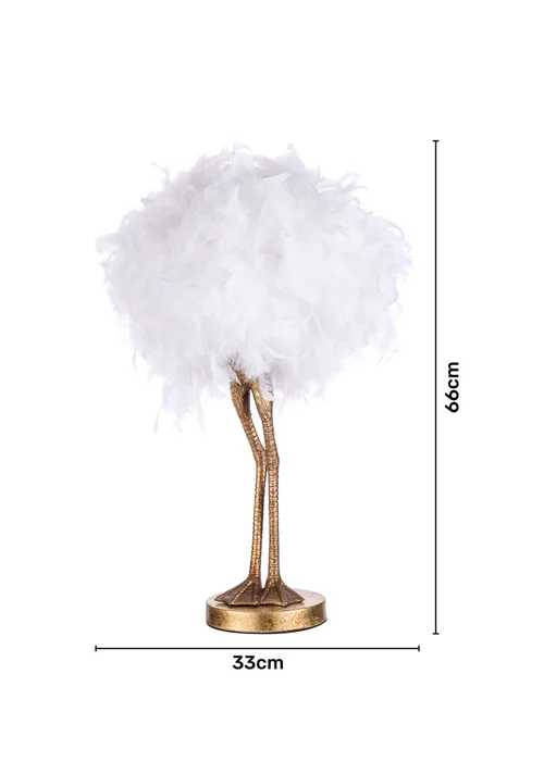 Inlight Ostrich Feather Table Lamp (50cm x 30cm x 30cm) - One Size Image 6