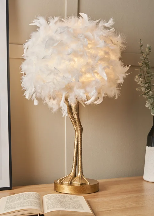 Inlight Ostrich Feather Table Lamp (50cm x 30cm x 30cm) - One Size Image 1