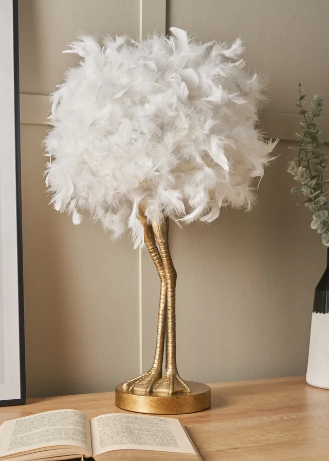 Inlight Ostrich Feather Table Lamp (50cm x 30cm x 30cm)