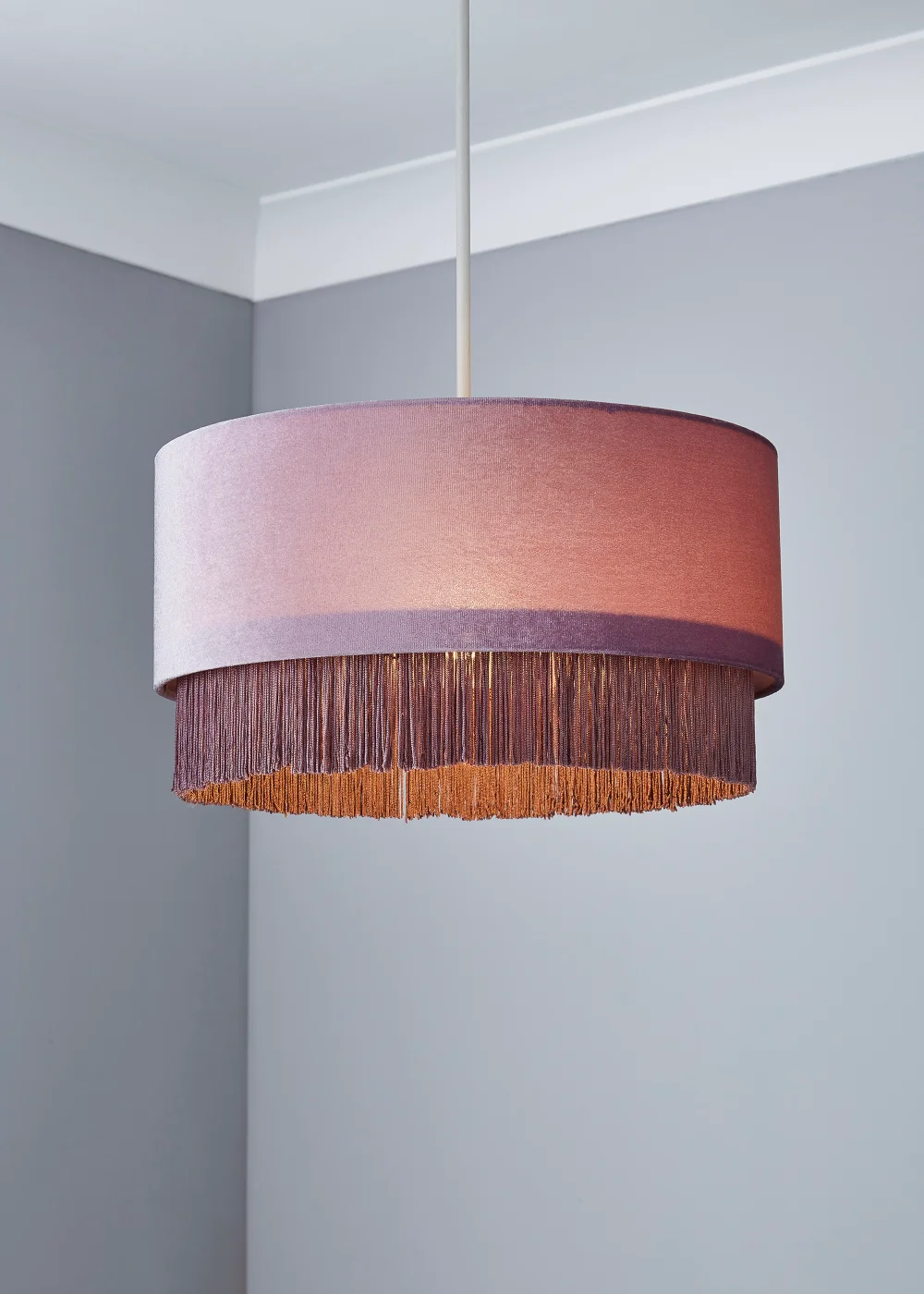 Inlight Fringed Easy Fit Lamp Shade (19cm x 38cm) - One Size Image 1