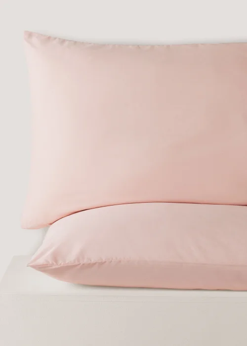 Pink 100% Cotton Housewife Pillowcase Pair - One Size Image 1