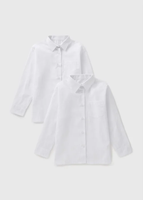 Girls 2 Pack White Long Sleeve School Blouses (4-16yrs) - 4 Yrs Image 1