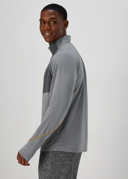 Souluxe Grey & Orange Half Zip Sports Sweatshirt - S Image 3