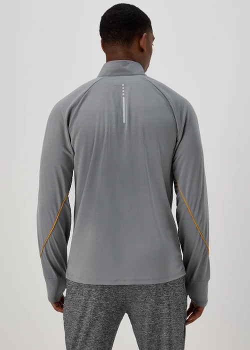 Souluxe Grey & Orange Half Zip Sports Sweatshirt - S Image 2