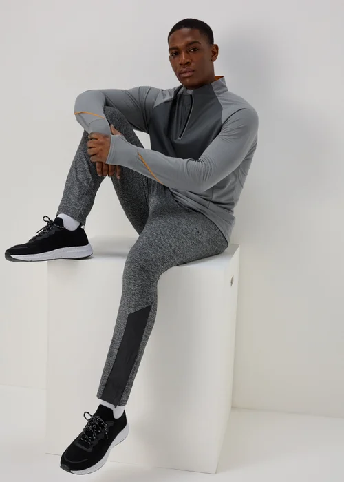 Souluxe Grey & Orange Half Zip Sports Sweatshirt - S Image 4