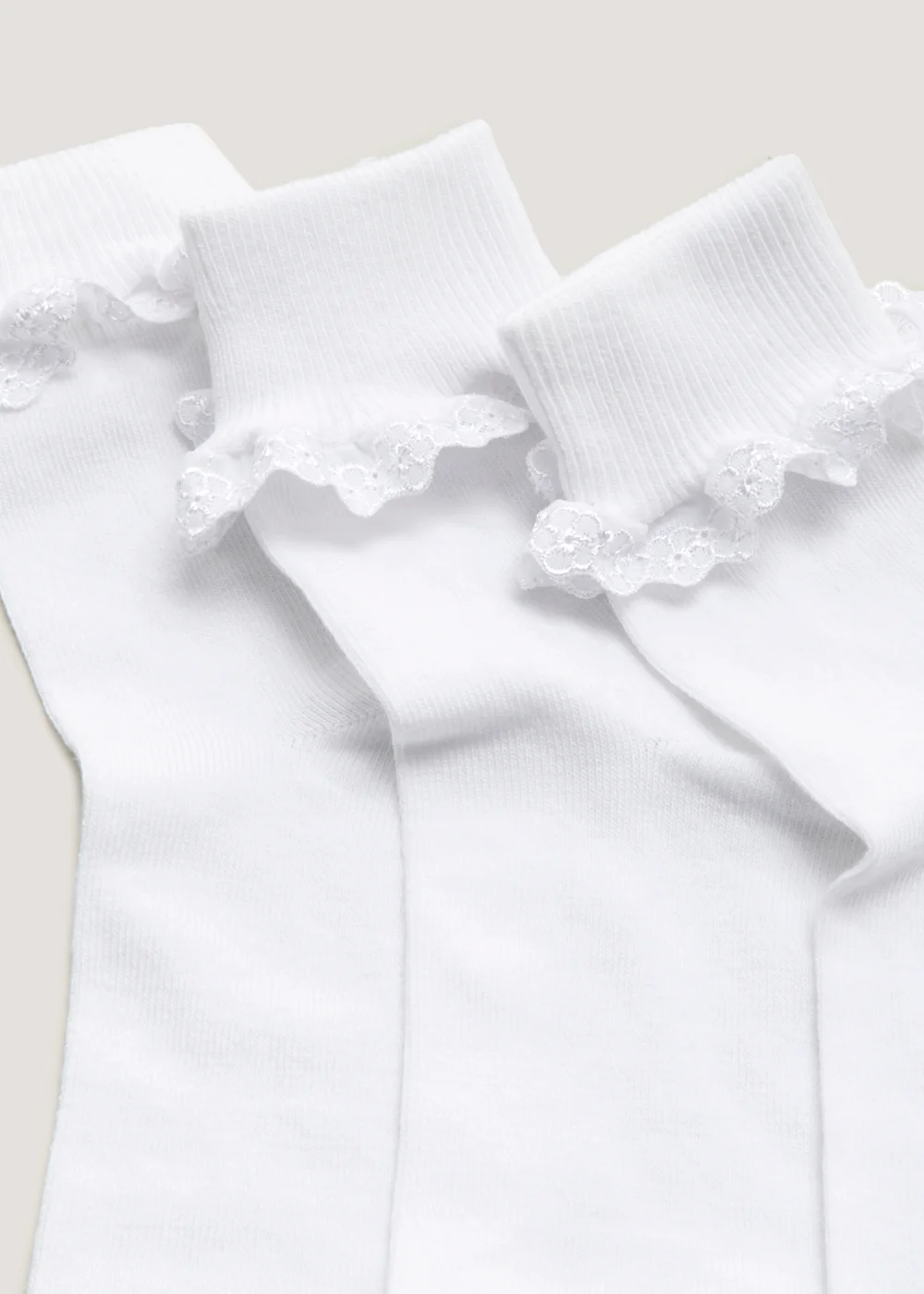 Kids 3 Pack White Lace Socks (Younger 6-Older 3.5) - Sizes 6 - 8.5 Image 2