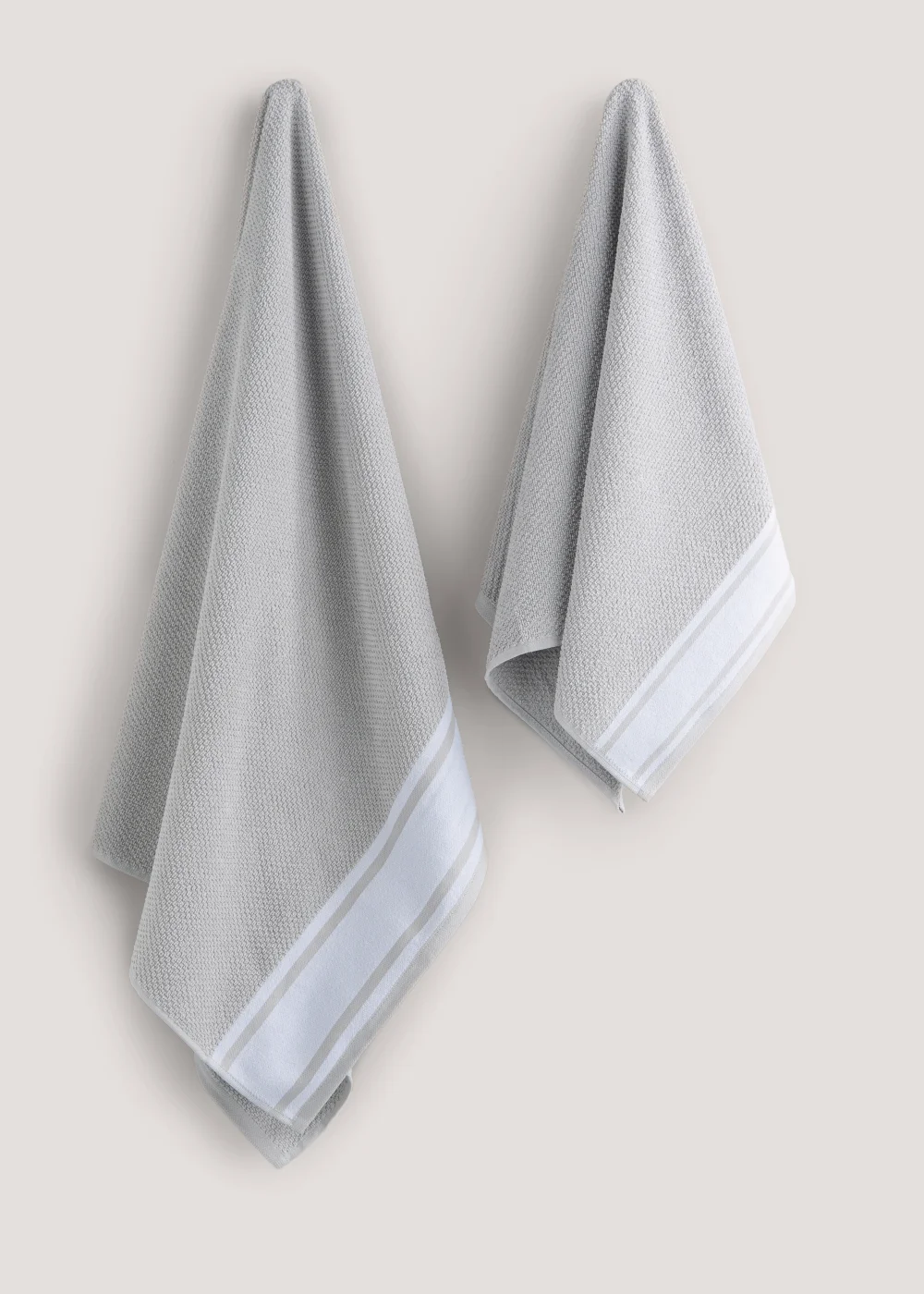 2 Pack Light Grey Bale 100% Cotton Towels - Hand Towel Image 1