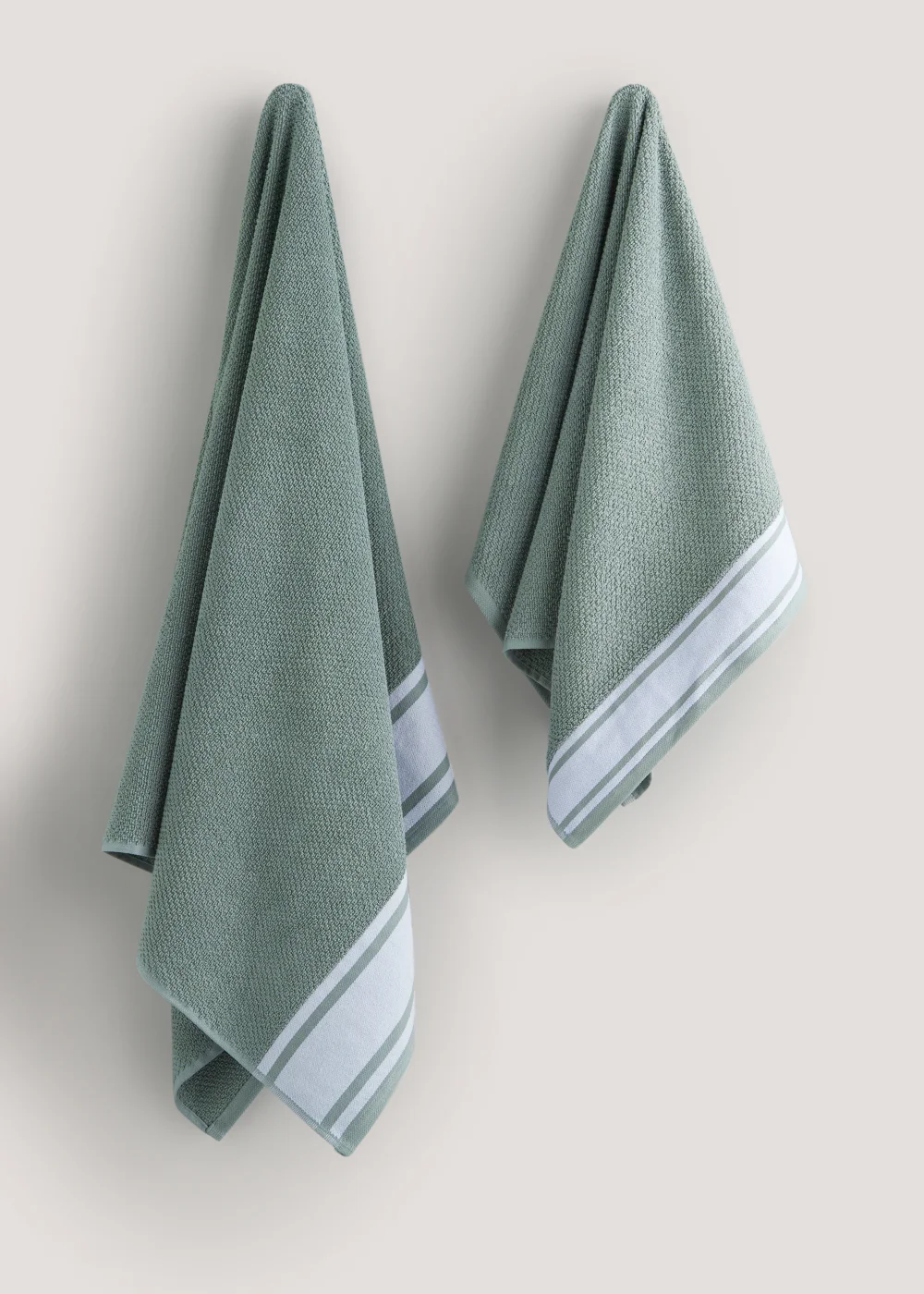 2 Pack Green Bale 100% Cotton Towels - Hand Towel Image 1