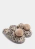 Beige Pom Pom Mule Slippers - Small Image 1