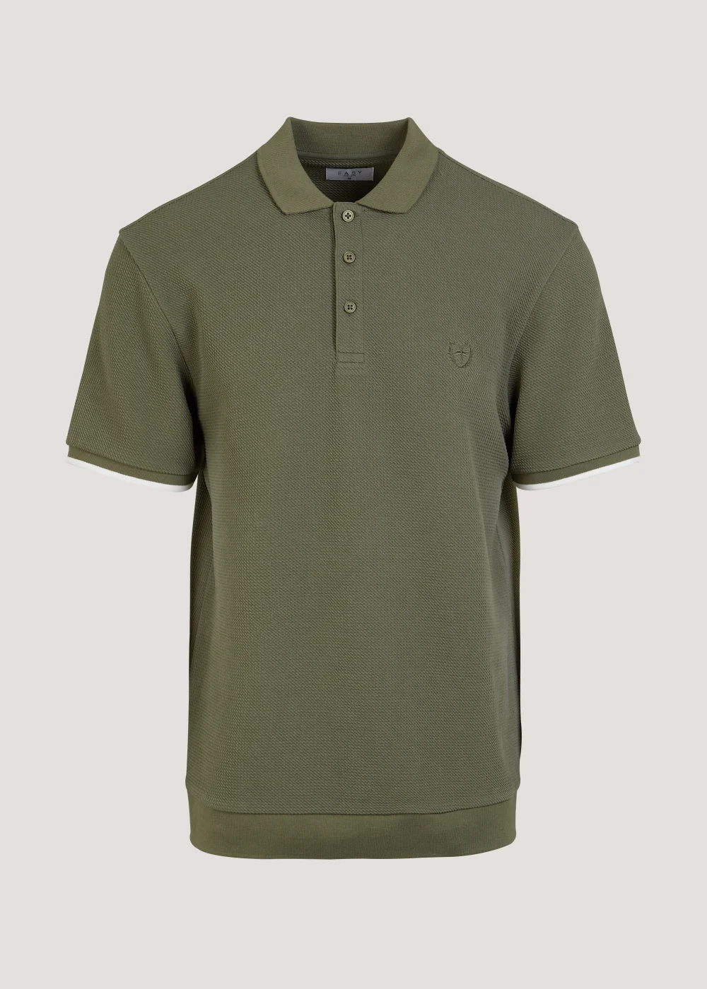 Khaki Textured Ribbed Polo Shirt - S Image 5