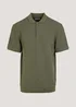 Khaki Textured Ribbed Polo Shirt - S Image 5