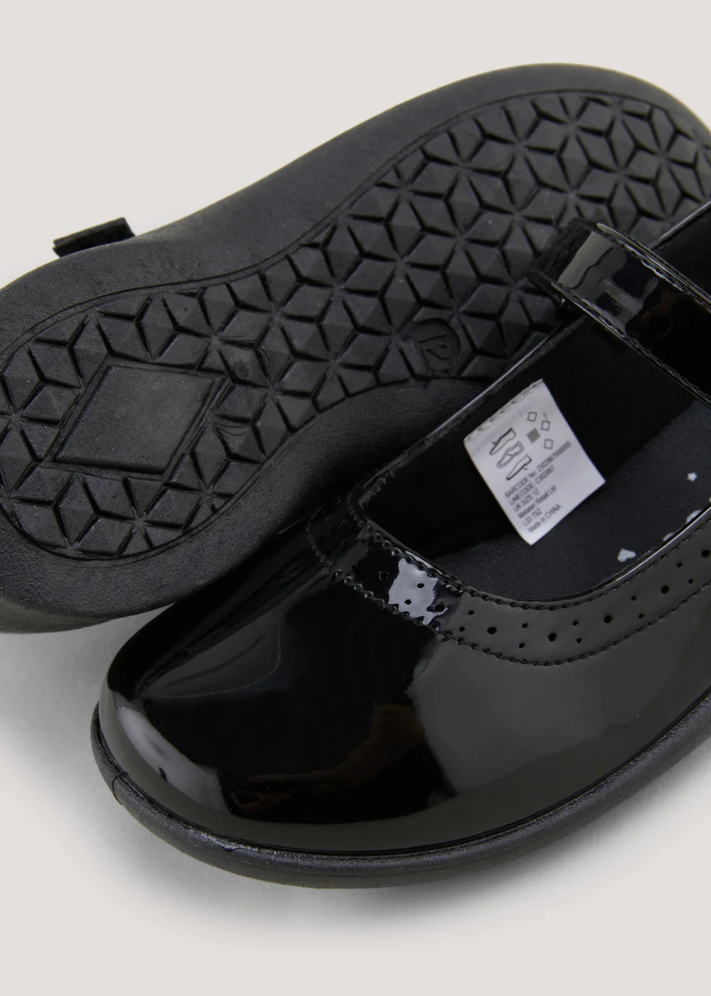 Girls Black Patent Scuff Resistant School Shoes (Younger 9-Older 3) - Size 1 Image 2