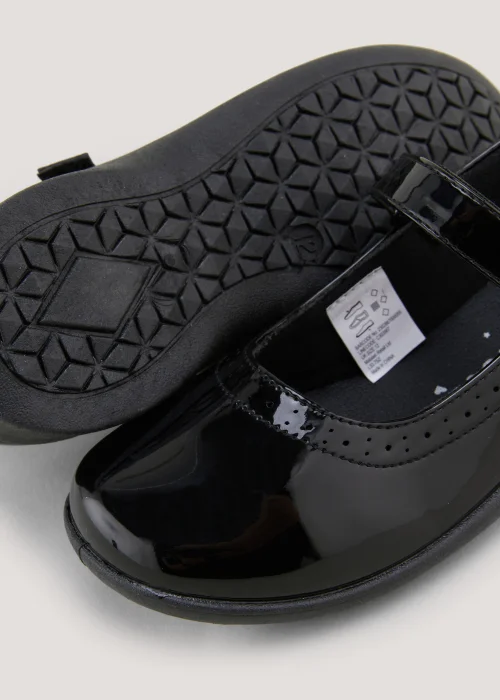 Girls Black Patent Scuff Resistant School Shoes (Younger 9-Older 3) - Size 1 Image 2