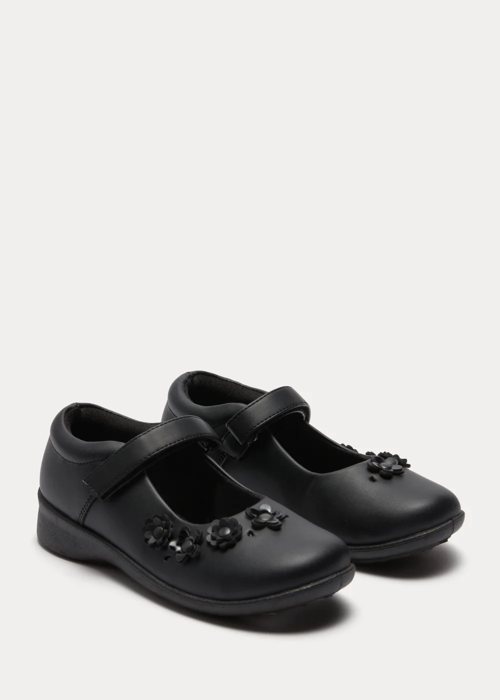 Girls Black PU Mary Jane Scuff Resistant School Shoes (Younger 8-Older 3) - Size 1 Image 1