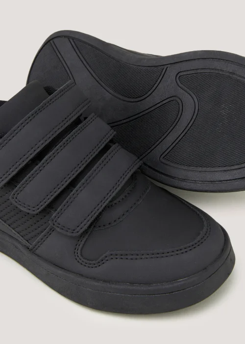 Boys Black Triple Strap School Shoes (Younger 10-Older 6) - Size 1 Image 2
